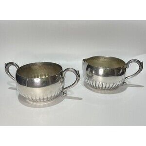 Lot Of 2 Vintage Oneida LTD Silverplate Fluted Creamer Sugar Bowl Set